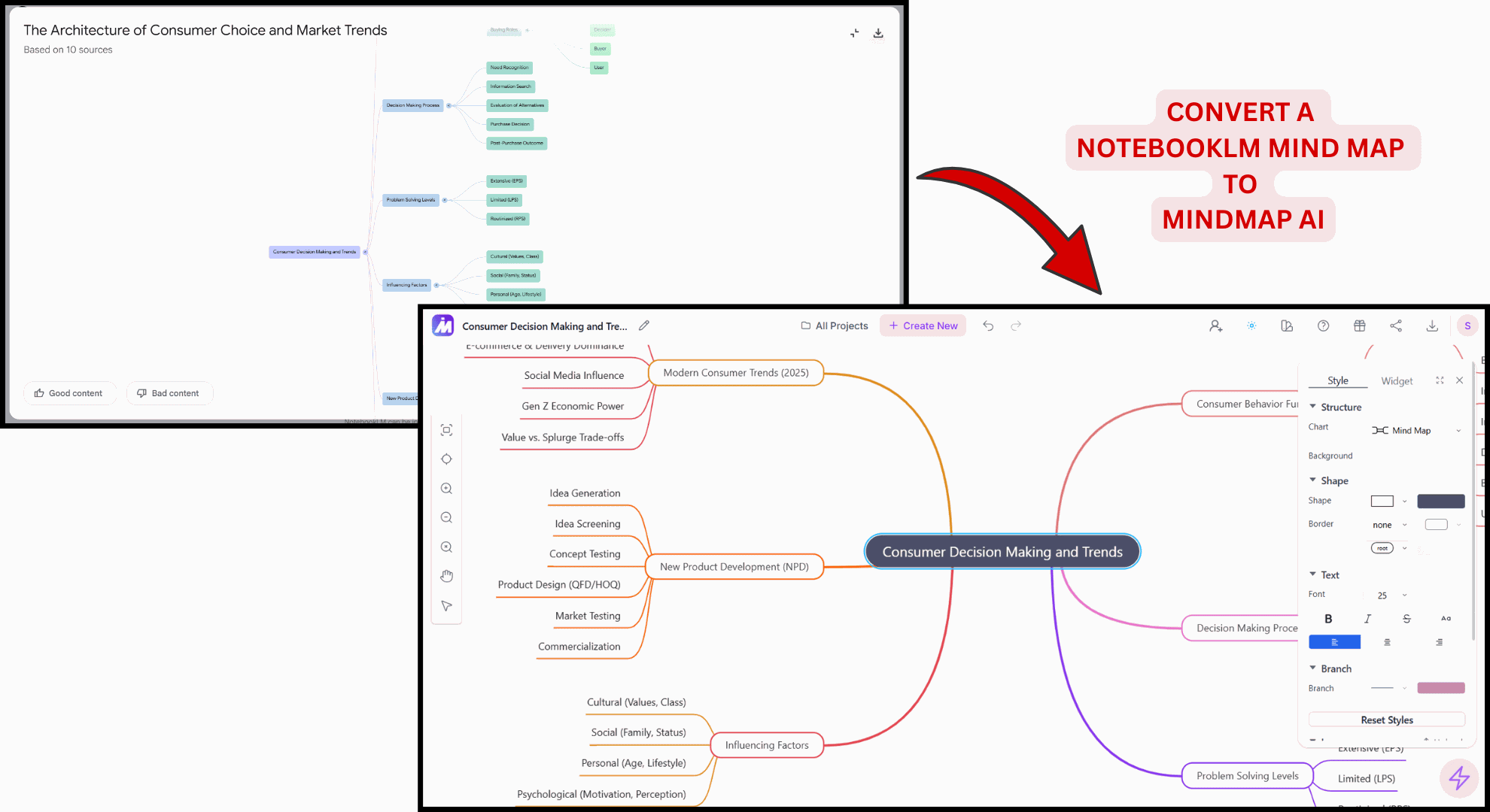 Convert a NotebookLM Mind Map to MindMap AI