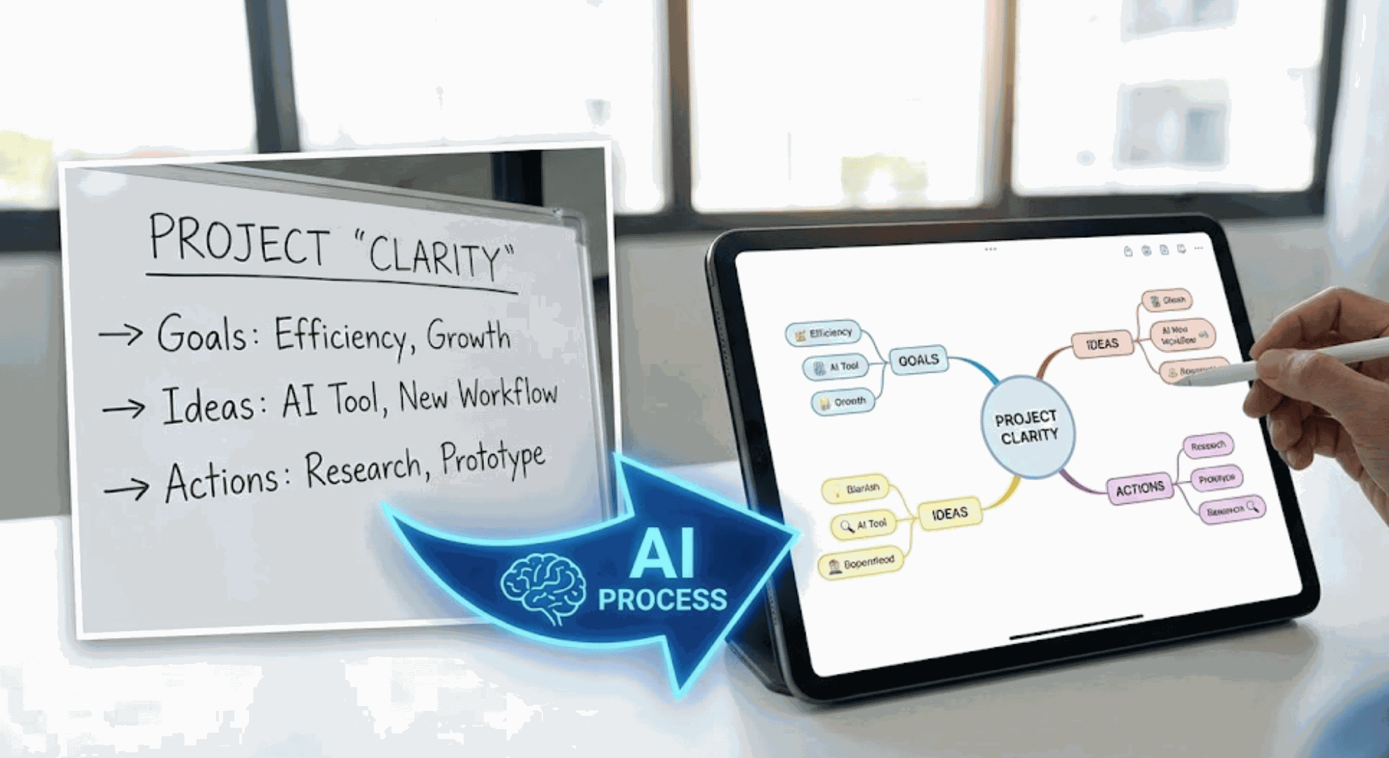 Photo of notes to mind map using AI