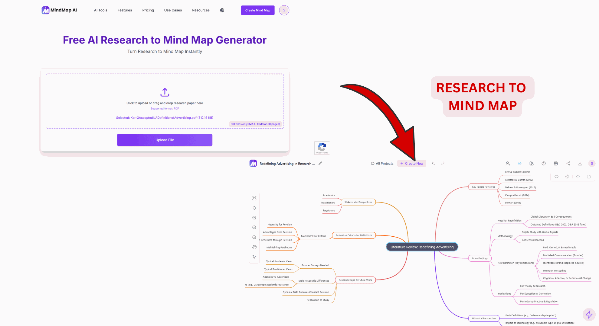 Free AI Research to Mind Map Generator for researchers