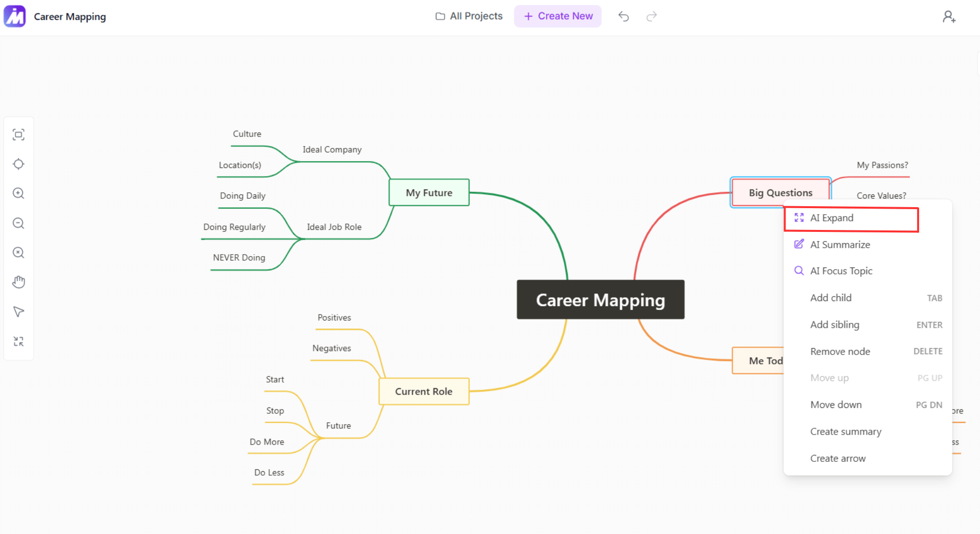MindMap AI Extend, Polish and Auto Design AI tools