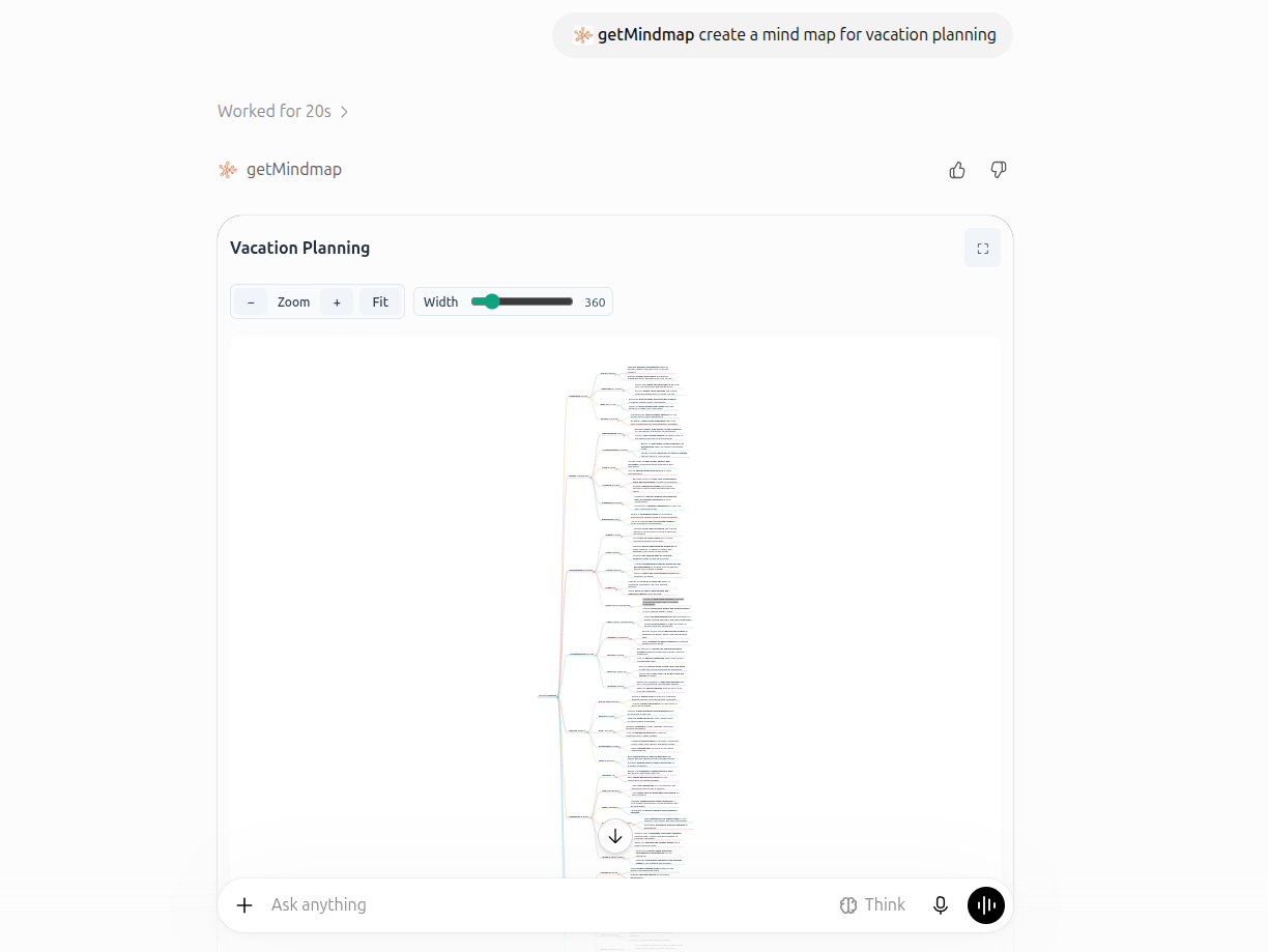 getMindmap vacation planning map rendered too small to read in ChatGPT