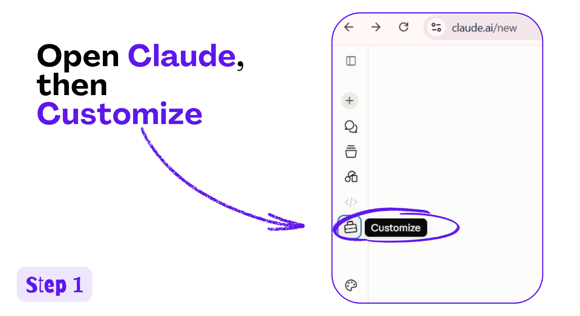Claude sidebar showing the Customize icon
