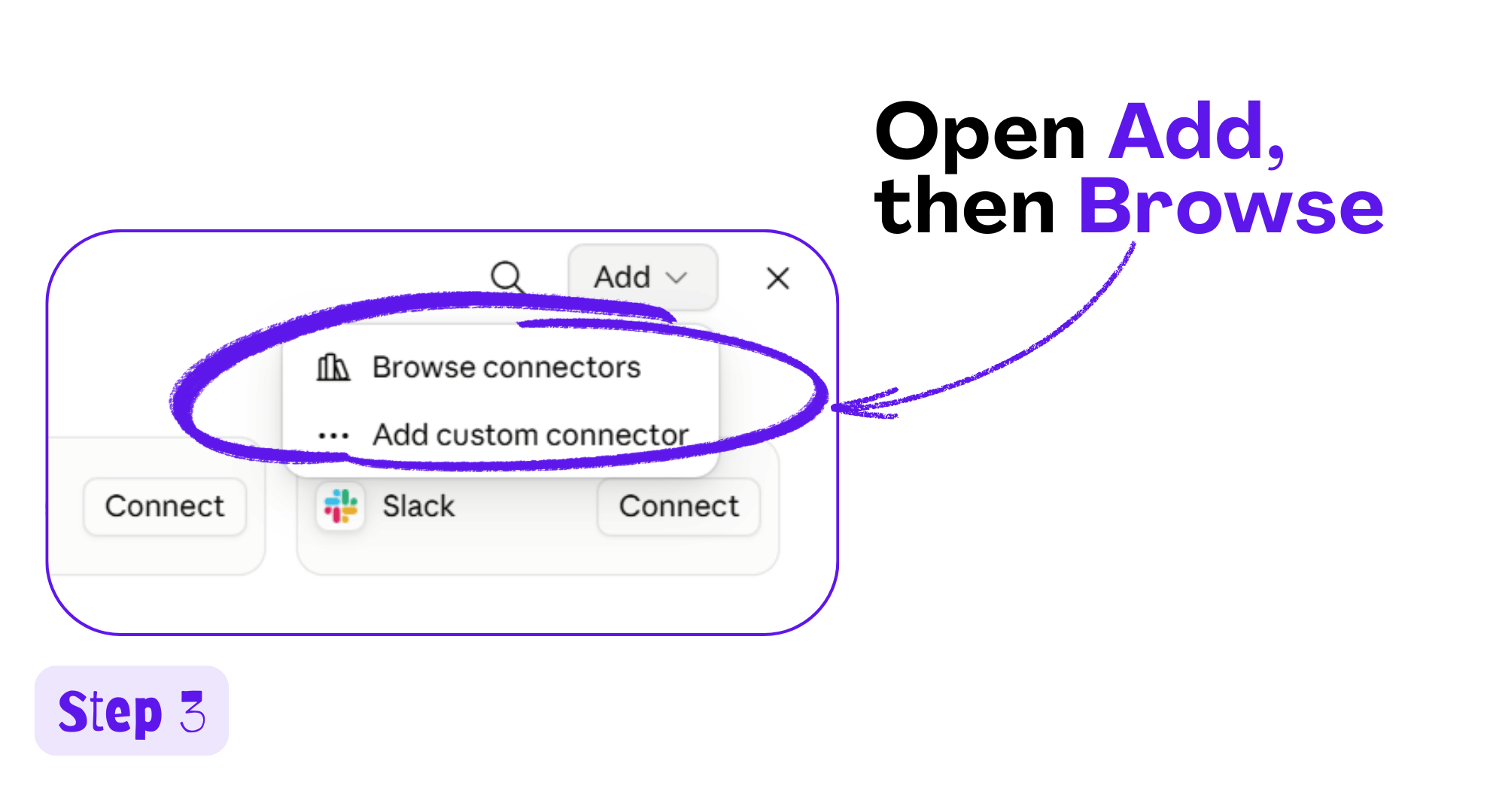 Connectors page with Add and Browse connectors options