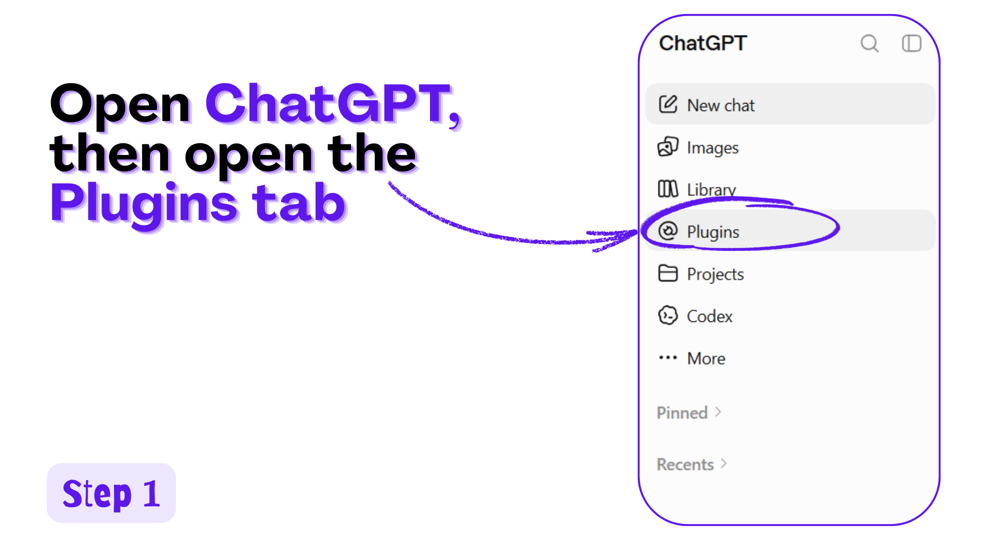 Plugins tab in the ChatGPT left sidebar