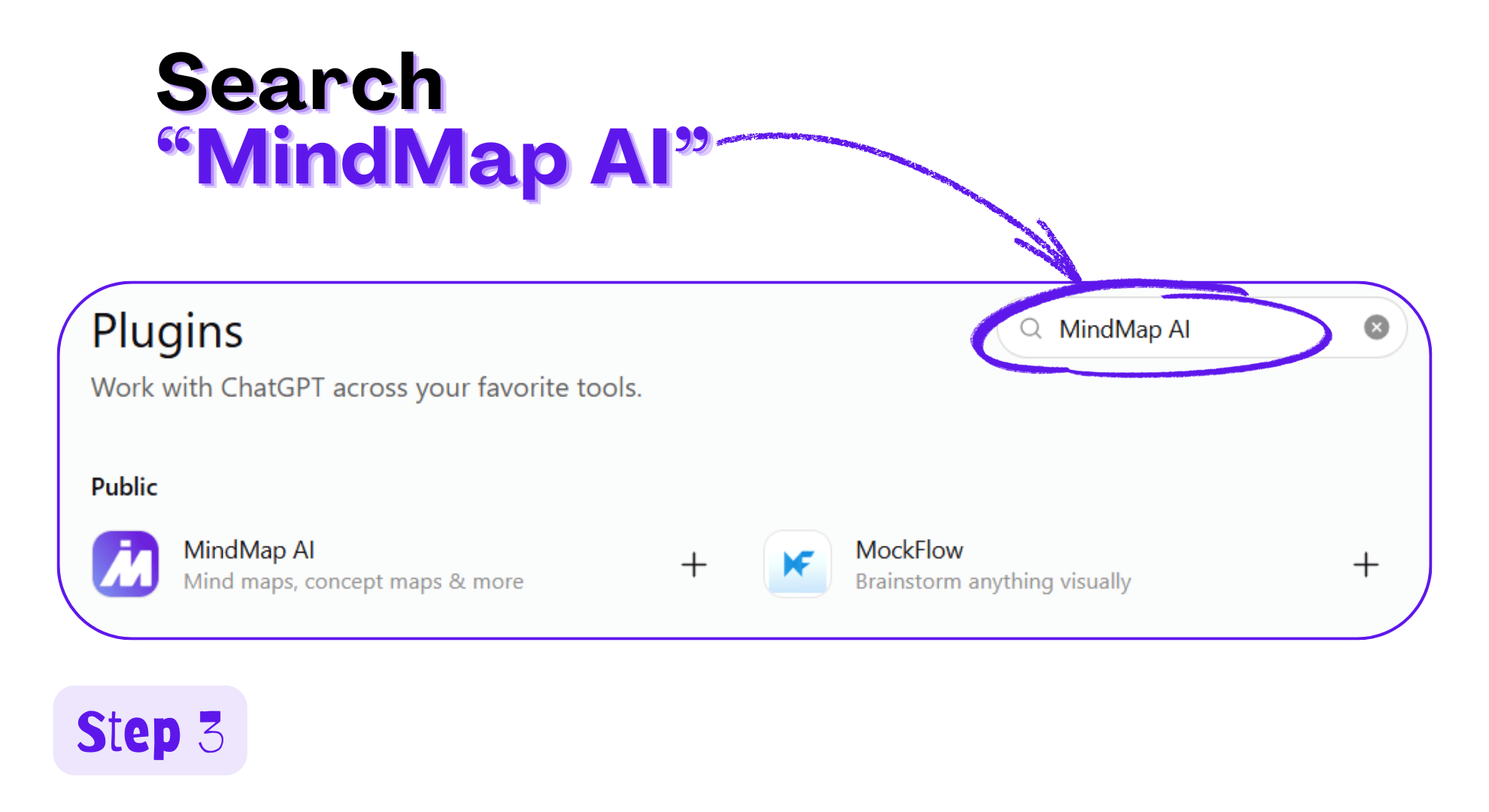 Searching for MindMap AI in the ChatGPT plugins directory