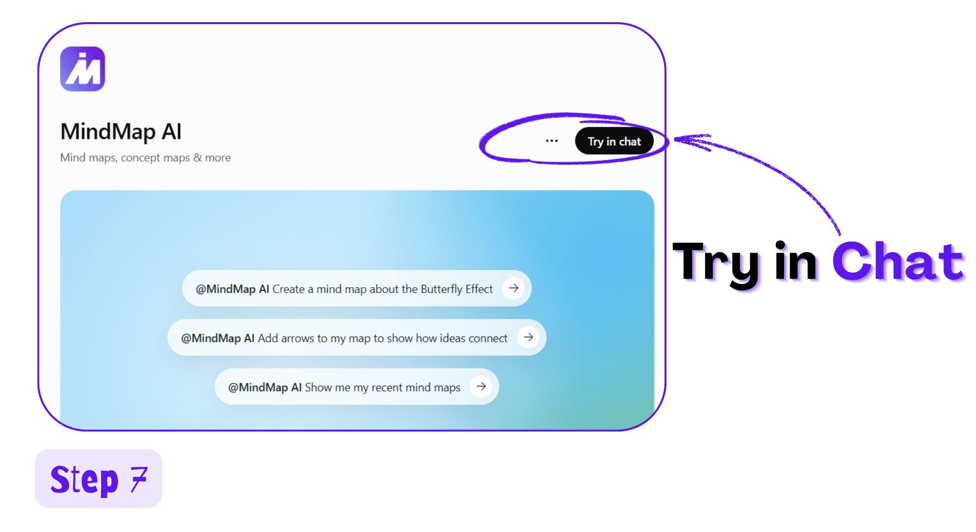 Try in chat button after installing the MindMap AI plugin