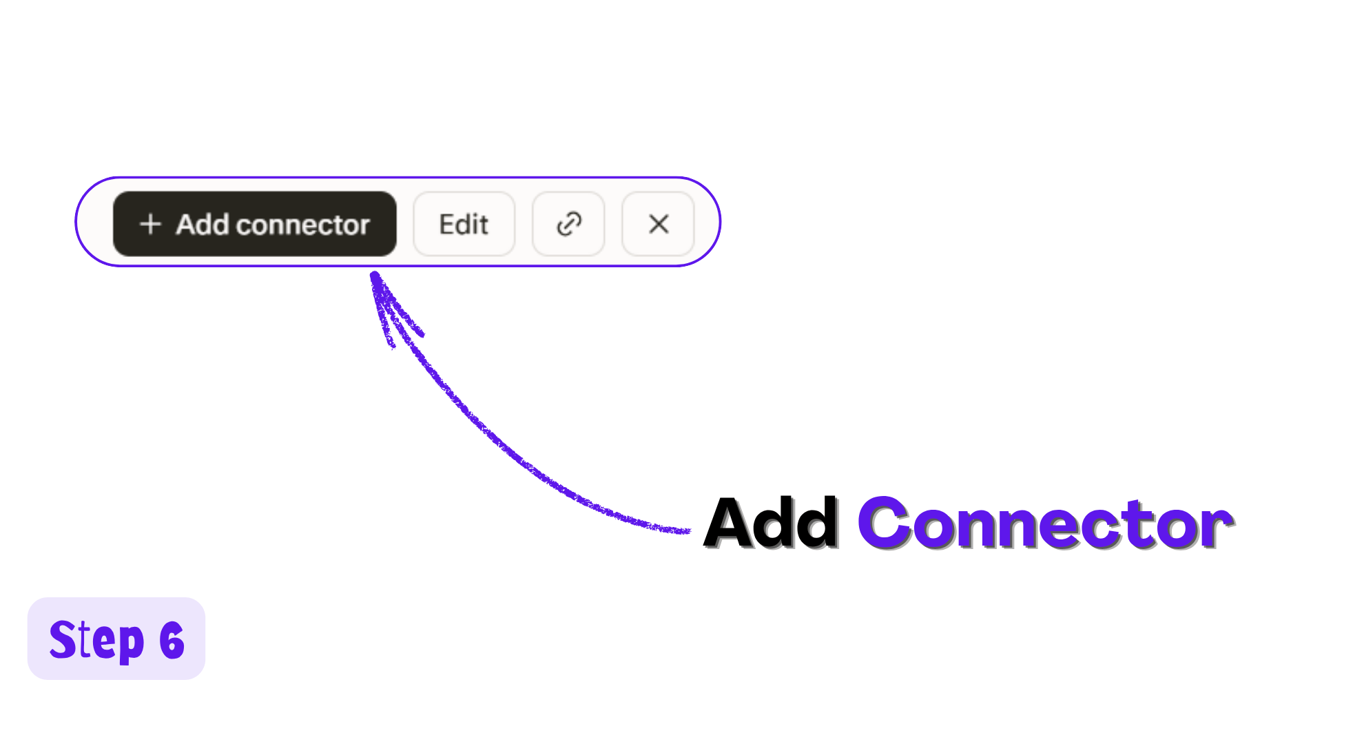 Add connector button at the top right of the MindMap AI panel in Perplexity
