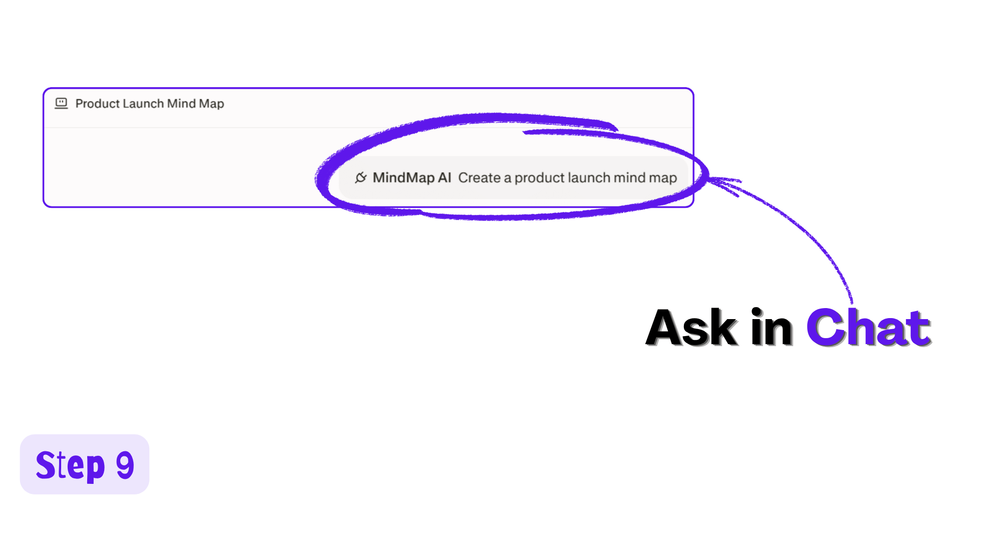 Perplexity chat prompt asking MindMap AI to create a product launch mind map