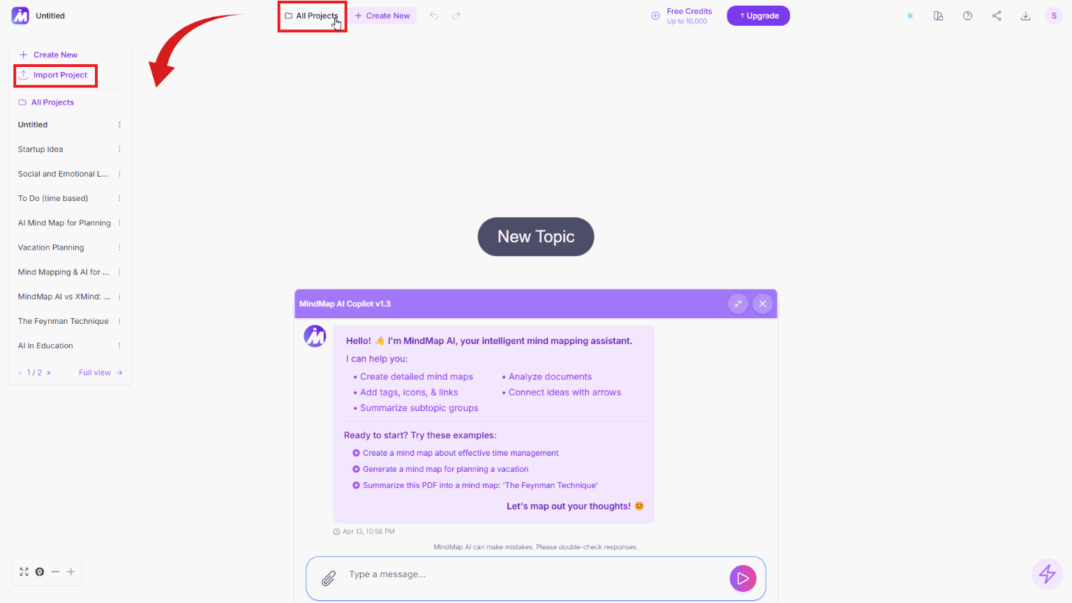 Use the import project option