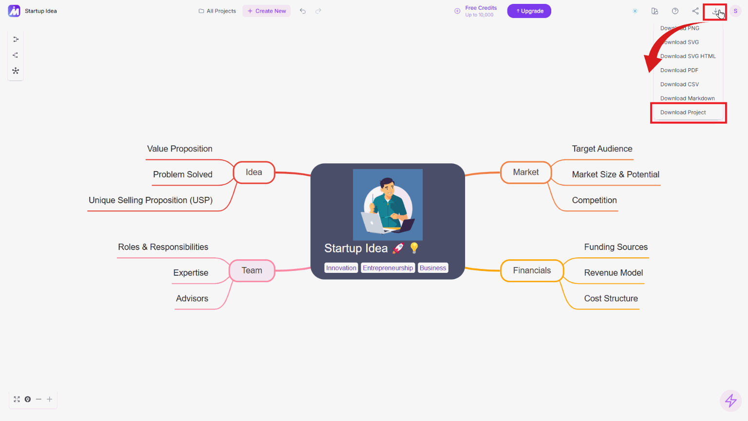 Export project for backup or sharing purposes