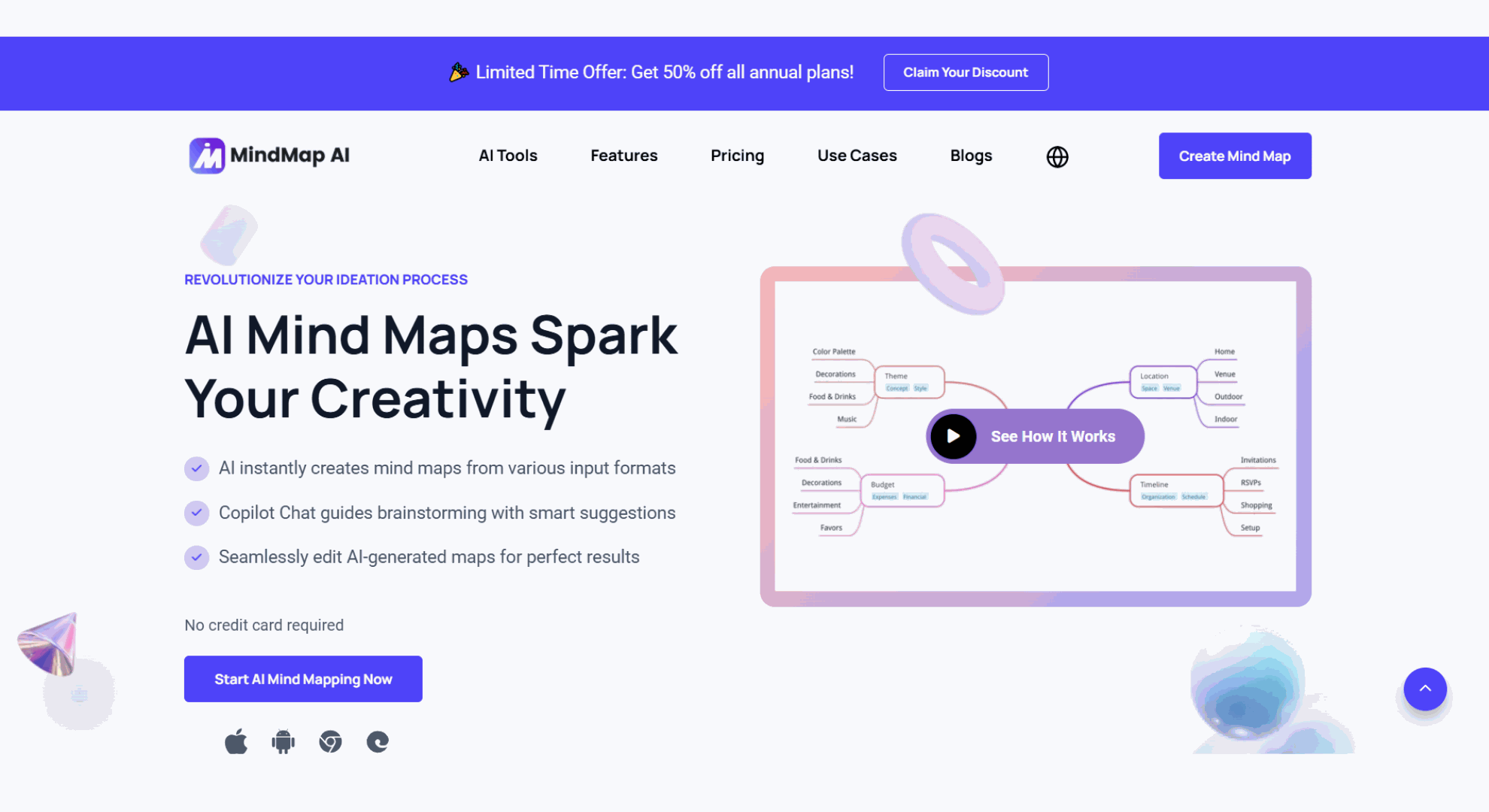 MindMap AI tool home screen screenshot
