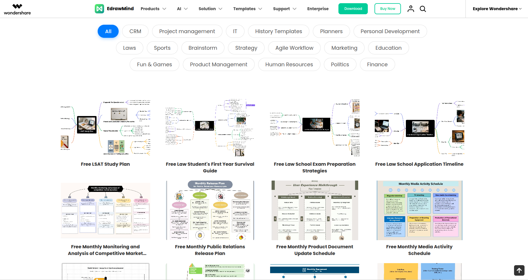 EdrawMind template and theme gallery