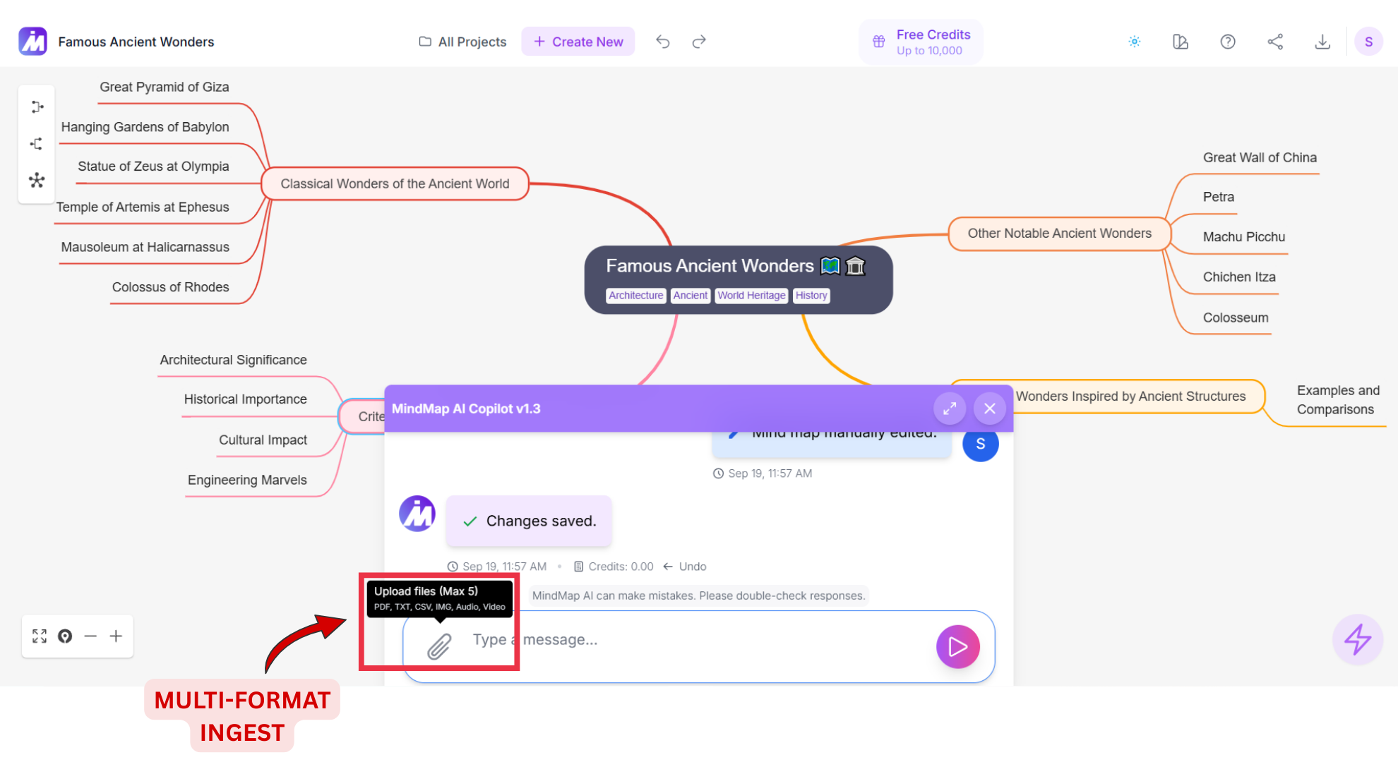 Multi-Format Ingest Screenshot of Mindmap AI