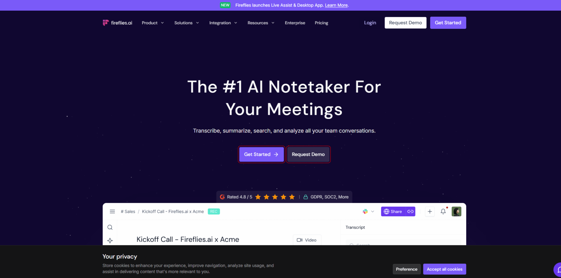 Fireflies's audio Summarizer screenshot