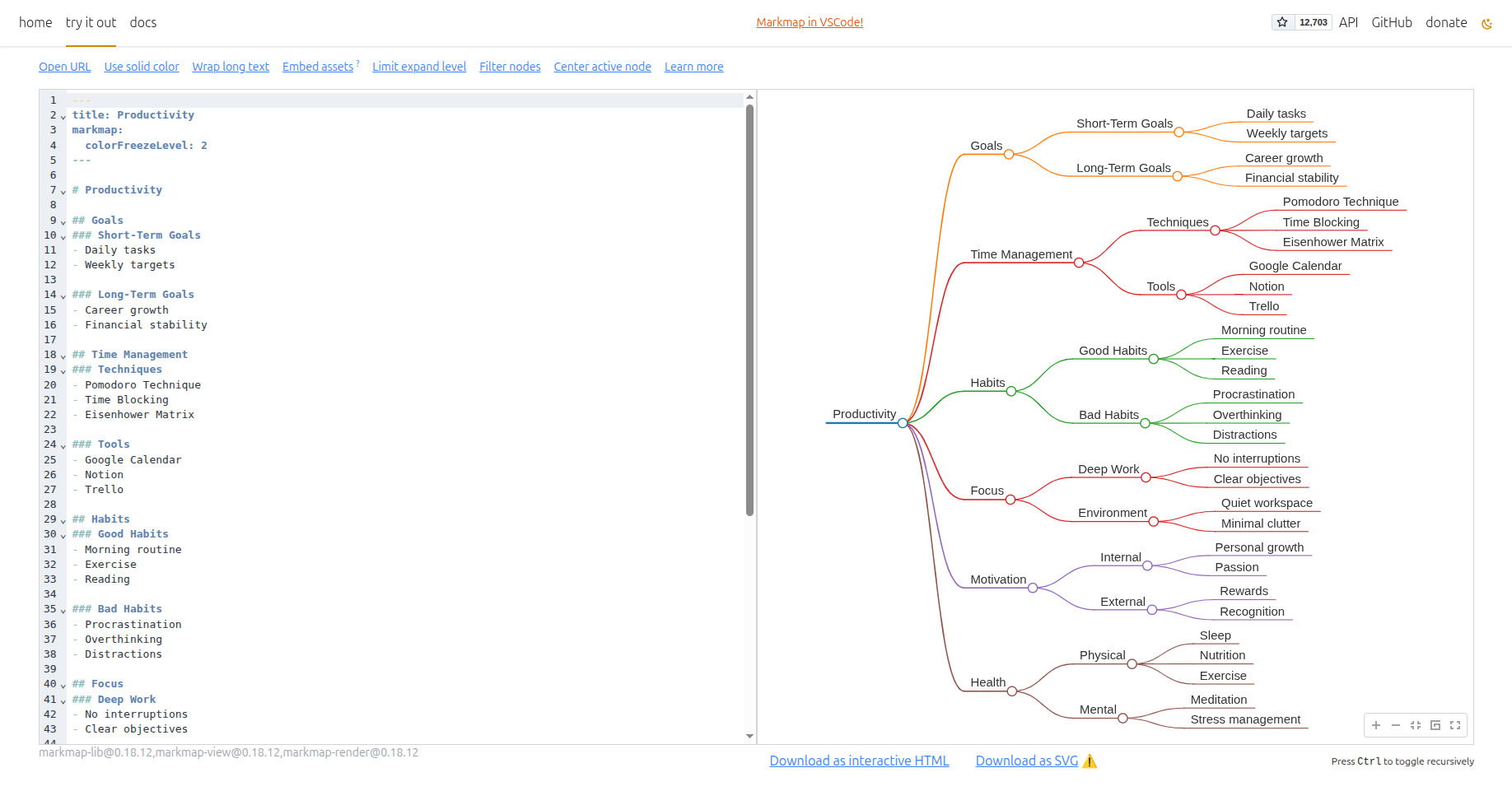 Markmap.js Interface