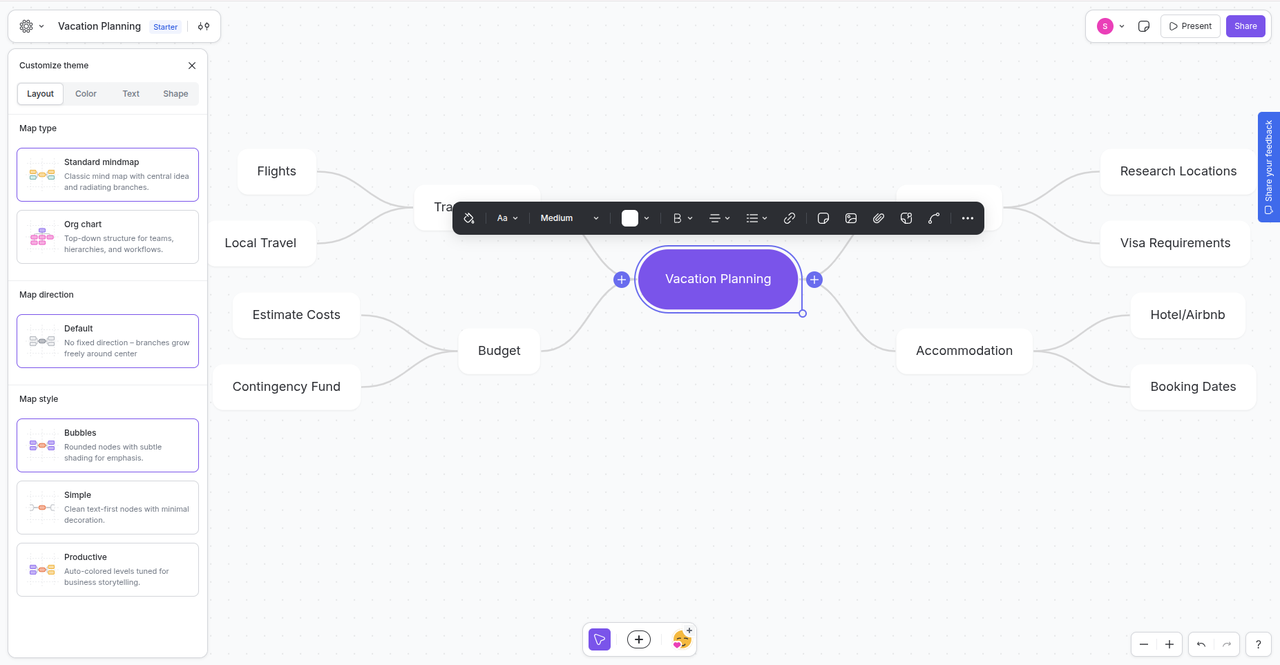 mindmup Interface
